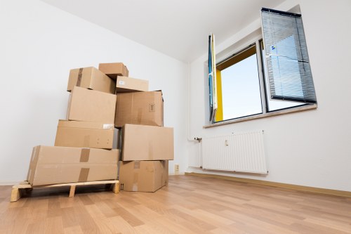 Household boxes and furniture being loaded for a Lambeth home removal