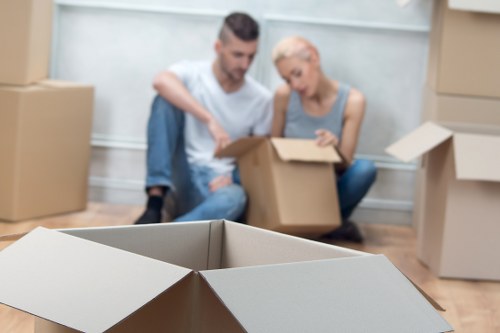Boxes and furniture prepared for a professional house move