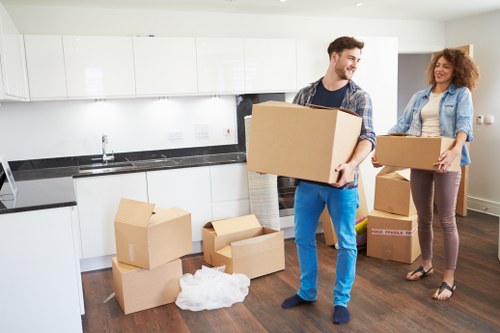 House removal service preparing a move in a Lambeth residential street
