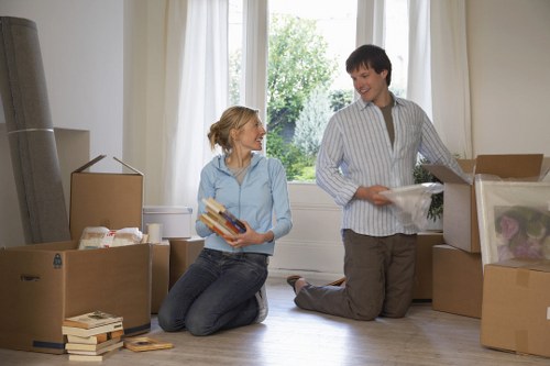 Packed moving boxes ready for house removals in Lambeth